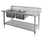 1800mm Wide Double Sink Dishwasher Bench Left Inlet, DSBD7-1800L/A