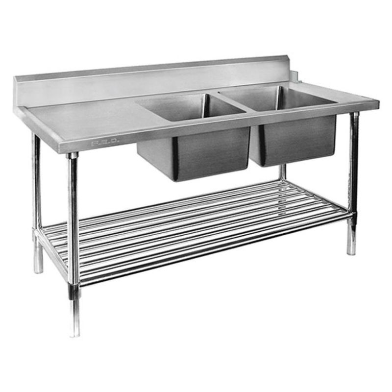 2400mm Wide Right Inlet Double Sink Dishwasher Bench, DSBD7-2400R/A