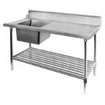 1500mm Wide Left Inlet Single Sink Dishwasher Bench, SSBD7-1500L/A