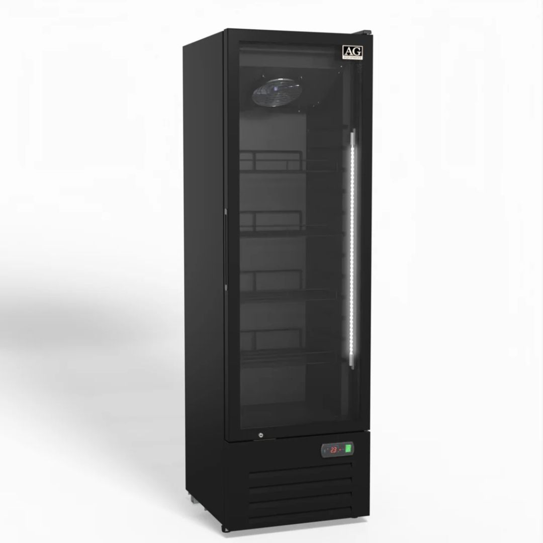 AG DF274B Glass Door Drink Bar Fridge Black - 1 Door
