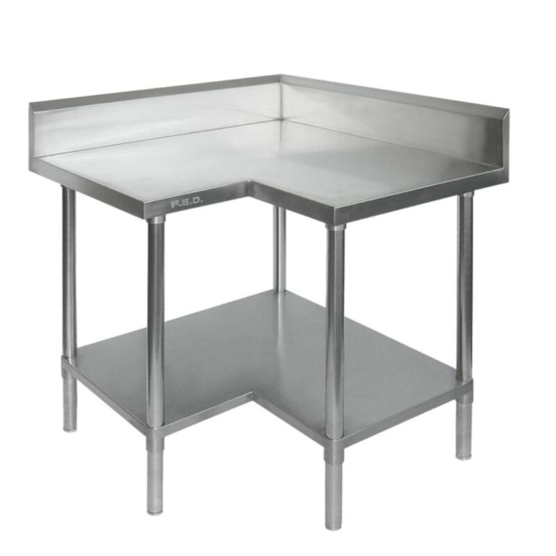 Corner Workbench with 150mm Splashback & Undershelf