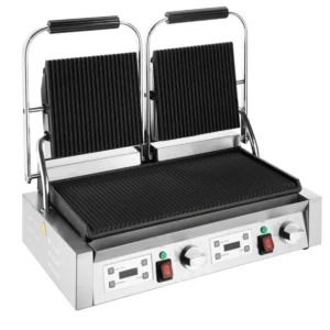 Apuro CU611-A Double Contact Grill Ribbed Plates with Timer