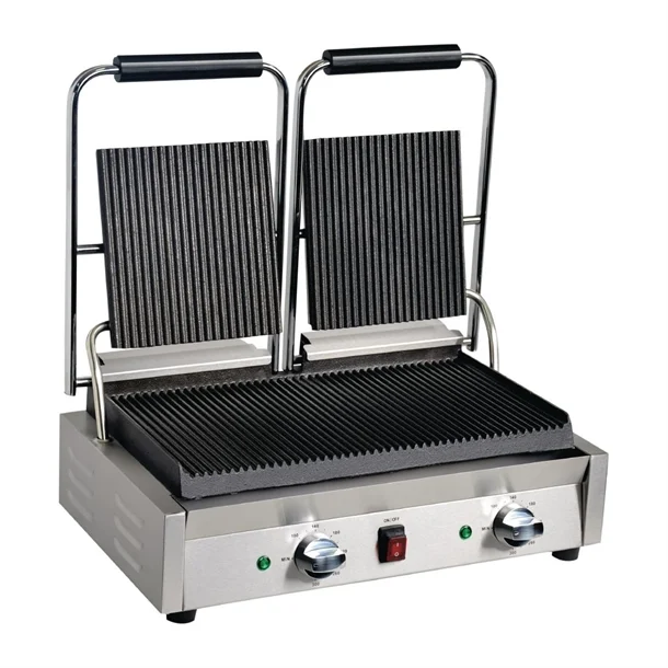 Apuro DY994-A Bistro Double Ribbed Contact Grill