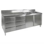 2100mm Stainless Steel Cabinet with Double Right Sinks, 2 Doors and 6 Drawers DSC-2100R-H