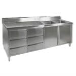 2400mm Stainless Kitchen Cabinet with Double Right Sinks, 2 Doors and 6 Drawers DSC-2400R-H
