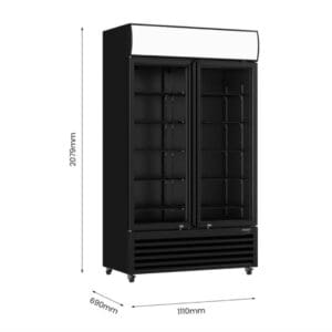 Thermaster LG-1000SDBP Two Sliding Glass Door Upright Fridge in black