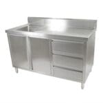 1500mm Stainless Steel Kitchen Cabinet with Single left Sink - 2 Doors 3 Drawers