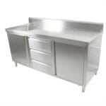 1800mm Stainless Steel Kitchen Cabinet with Single Sink with 2 Doors 3 Drawers
