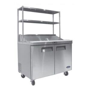 Atosa 2 Door Sandwich Prep Fridge with Over Shelf MSF8302OS