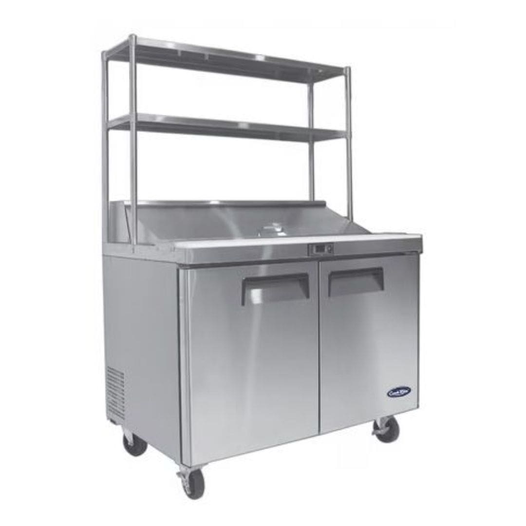 Atosa 2 Door Sandwich Prep Fridge with Over Shelf MSF8302OS