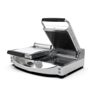 Spidocook SPE-SP020PR Glass Ceramic Double Contact Grill | Black Ripped Top Flat Bottom