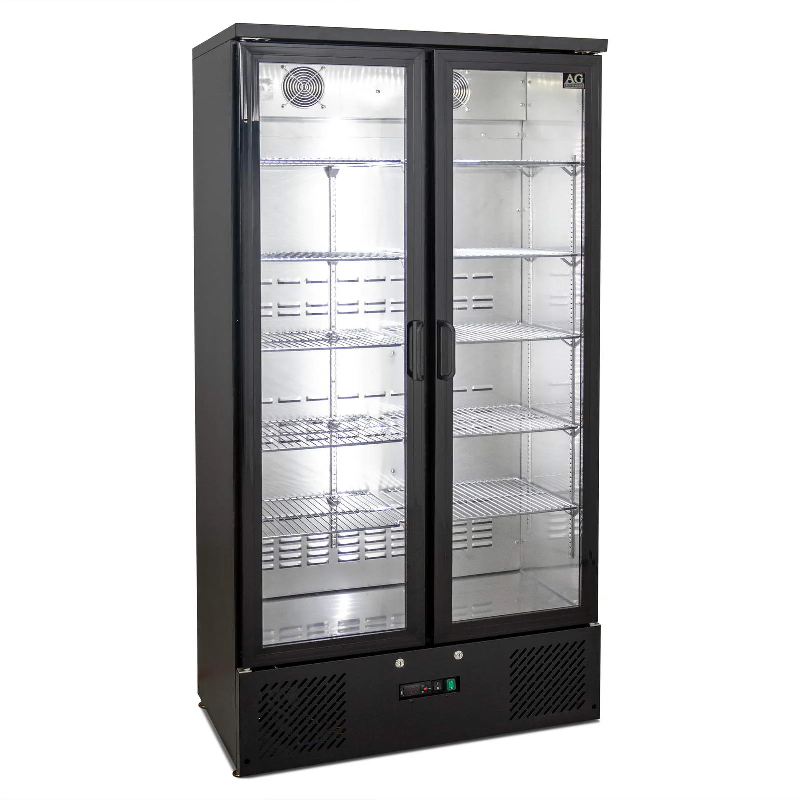 AG B500G 477L Double Glass Door Fridge (Black)