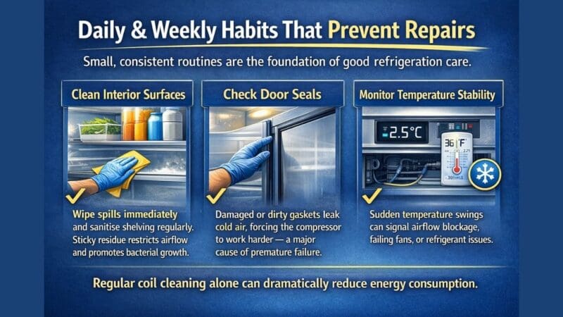 commercial fridge maintenance weekly tips
