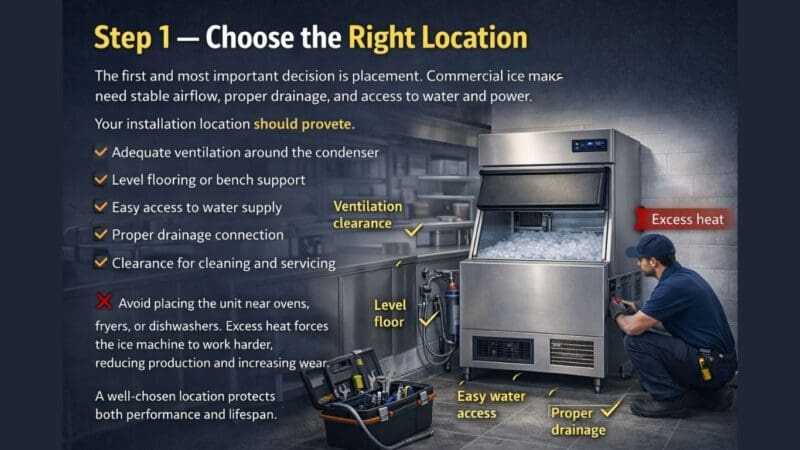 right location for ice maker set up