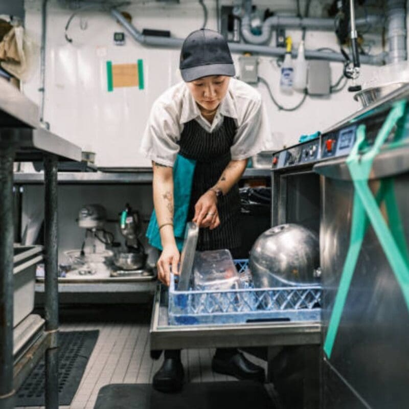 underbench dishwasher in use
