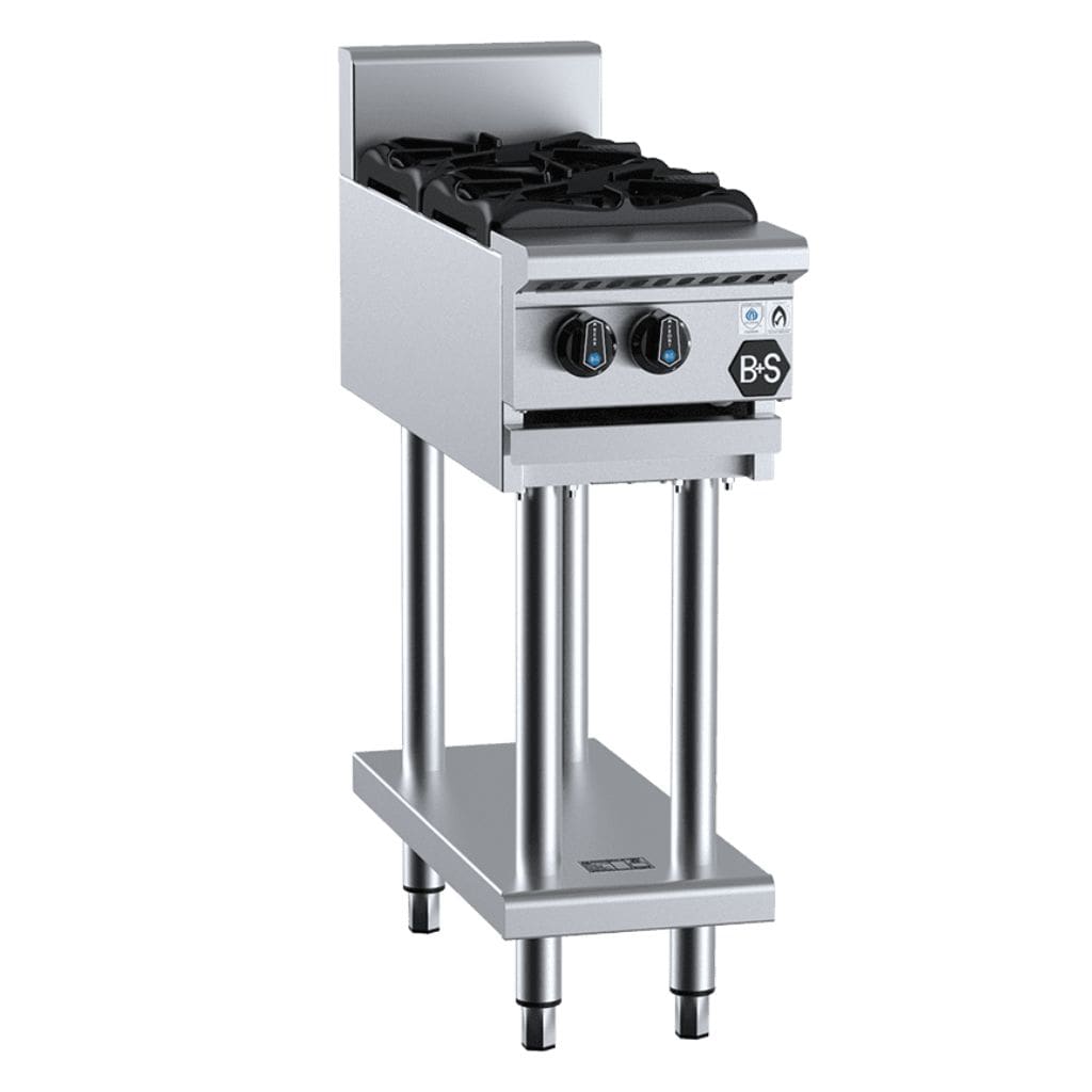 B+S BLACK BT-SB2 Gas 2 Burner Stove on Stand