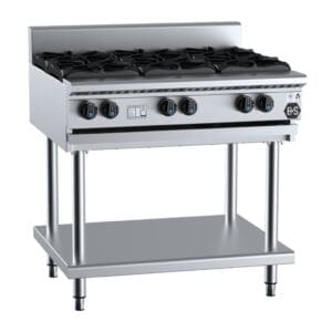 B+S BLACK BT-SB6 Gas 6 Burner Stove on Stand