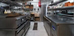 stainless steel kitchen bench