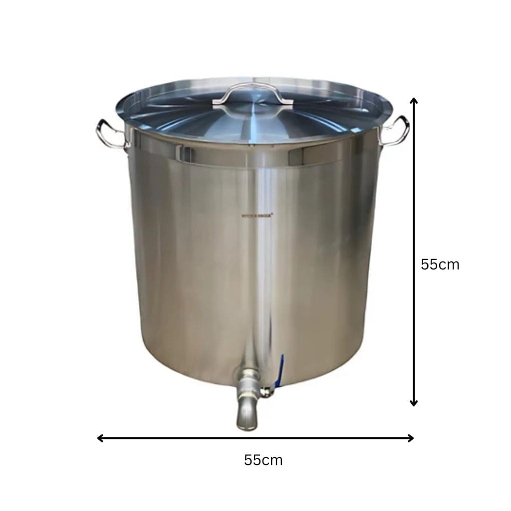 Large S/S Stock Pot with Tap & Lid 130L 55x55cm