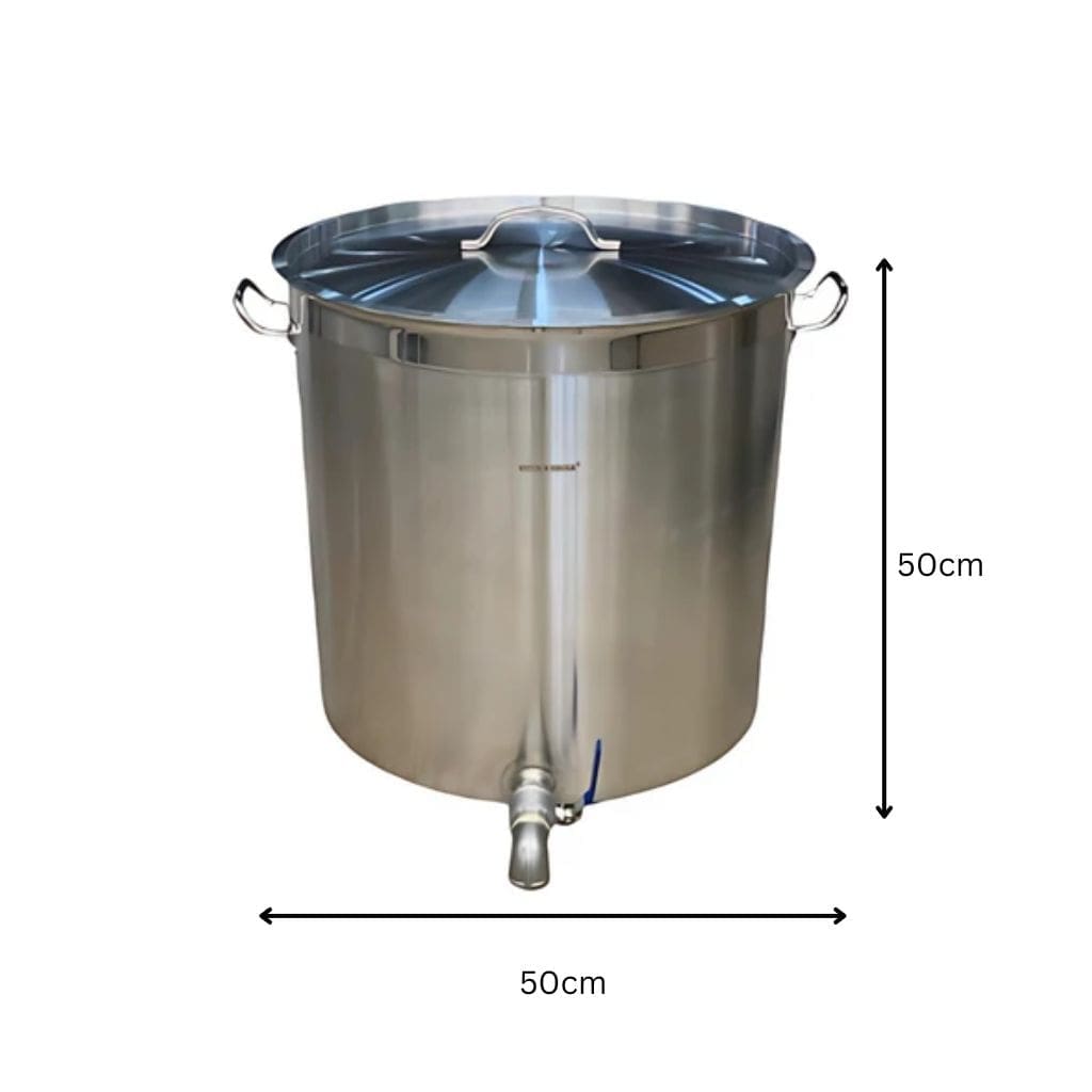 Large S/S Stock Pot with Tap & Lid 96L 50x50cm
