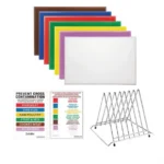 Hygiplas High Density Chopping Board Set with Steel Rack 60×45×25cm (7 Pack)