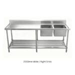 2100mm Stainless Steel Bench with Double Sinks 600mm Deep