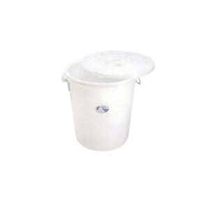 Commercial Waste Plastic Bin 65L Round White With Lid