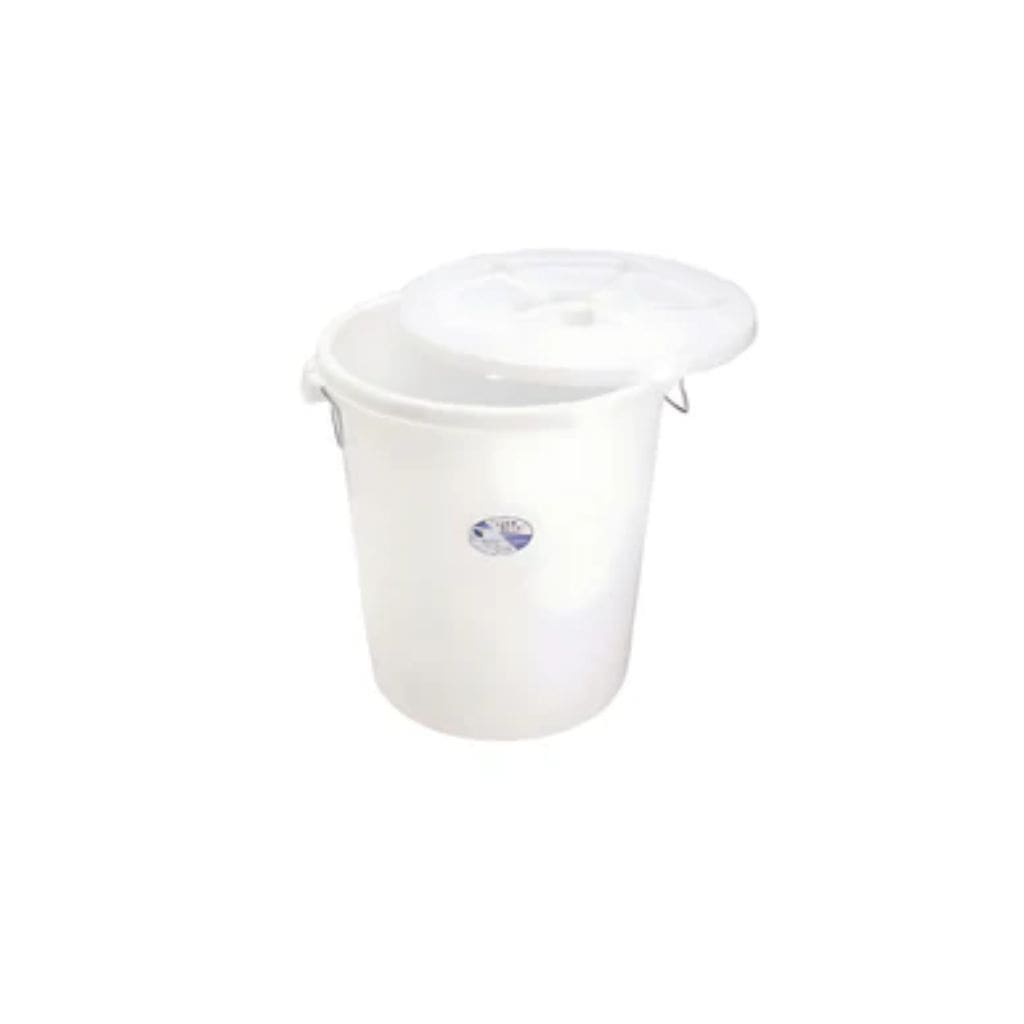 Commercial Waste Plastic Bin 65L Round White With Lid