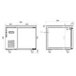 600mm deep single door under bench freezer