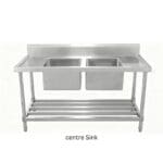 Kitchenknock 1800mm centre Double Sink Bench 700mm Deep with Undershelf