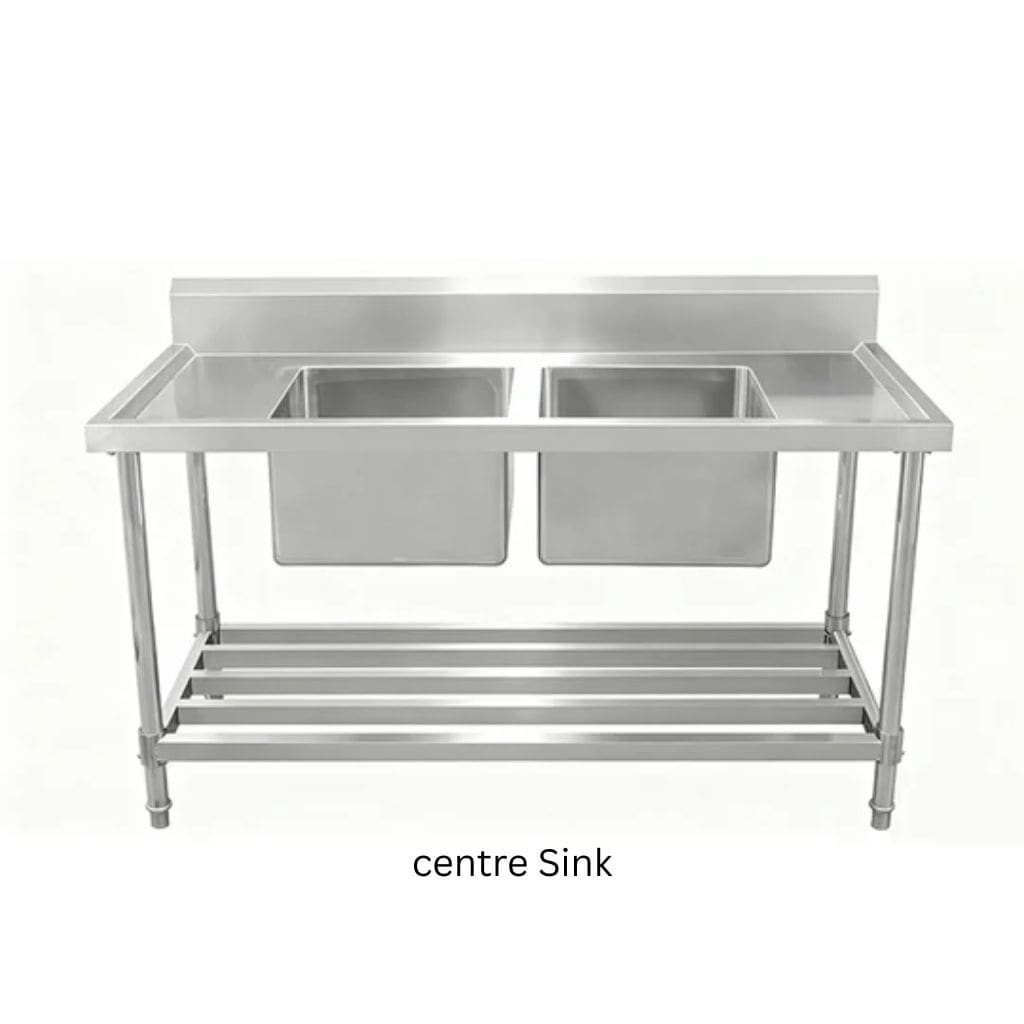 Kitchenknock 1800mm centre Double Sink Bench 700mm Deep with Undershelf
