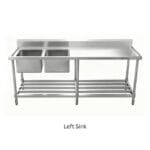 Kitchenknock 2100mm Double Sink Bench 700mm Deep with Left Sinks