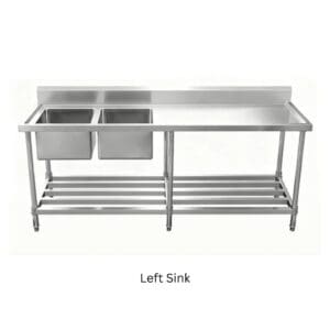 Kitchenknock 2100mm Double Sink Bench 700mm Deep with Left Sinks