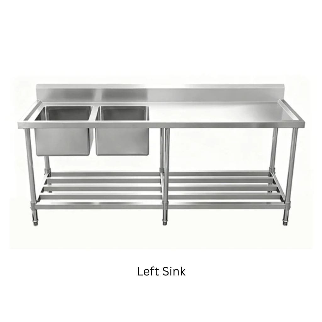 Kitchenknock 2100mm Double Sink Bench 700mm Deep with Left Sinks