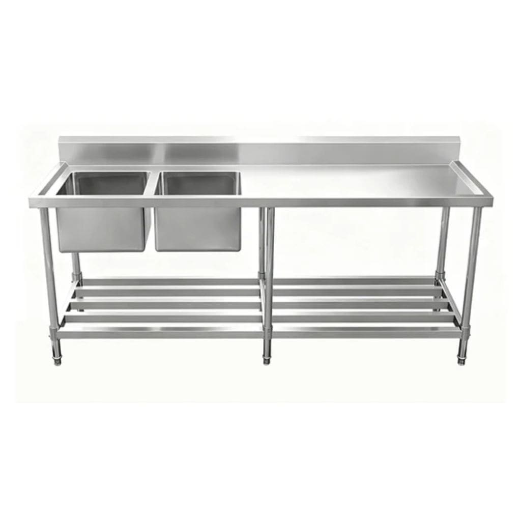 Kitchenknock 2400mm Left Double Sink Bench 700mm Deep