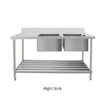Kitchenknock 1500mm right Double Sink Bench 700mm Deep with Undershelf