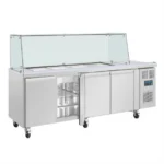 Polar UA019-A 616L Saladette Counter with Square Sneeze Guard 4 Door