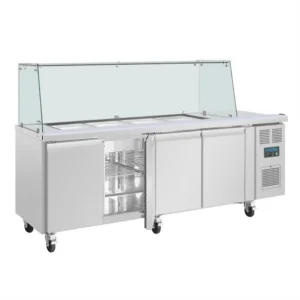 Polar UA019-A 616L Saladette Counter with Square Sneeze Guard 4 Door