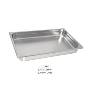 KN S/S Gastronorm Pan 1/1GN 530x325mm 100mm Deep