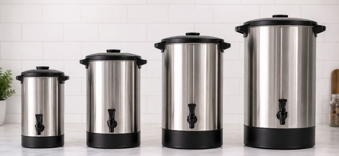 hot water urn sizes in australia