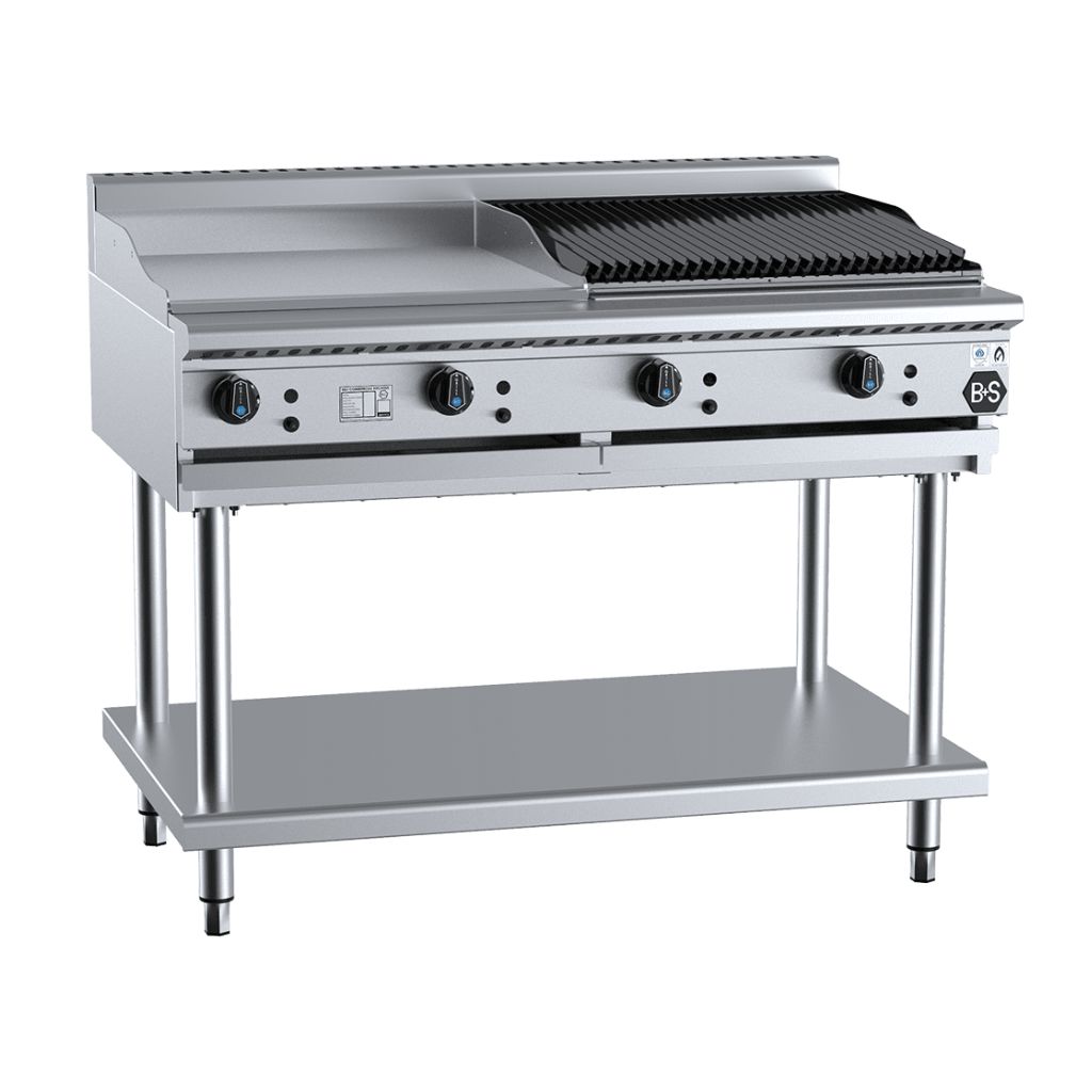 B+S BT-GRP6-CBR6 600mm Grill Plate & 600mm Char Broiler on Stand