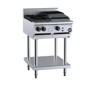 B+S Black BT-SB2-CBR3 Combination 2 Burner Cooktop with 300mm Char Broiler