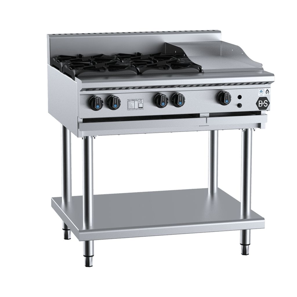 B+S BT-SB4-GRP3 4 Open Burners & 300mm Grill Plate on Stand