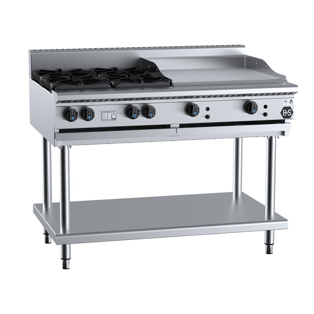 B+S BT-SB4-GRP6 4 Open Burners & 600mm Grill Plate on Stand
