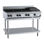 B+S BT-SB6-CBR3 6 Open Burners & 300mm Char Broiler on Stand