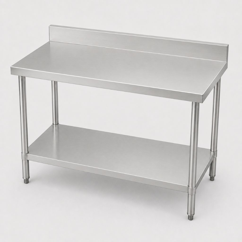 Kitchenknock 1200mm Stainless Steel Bench with Splashback 600mm Deep