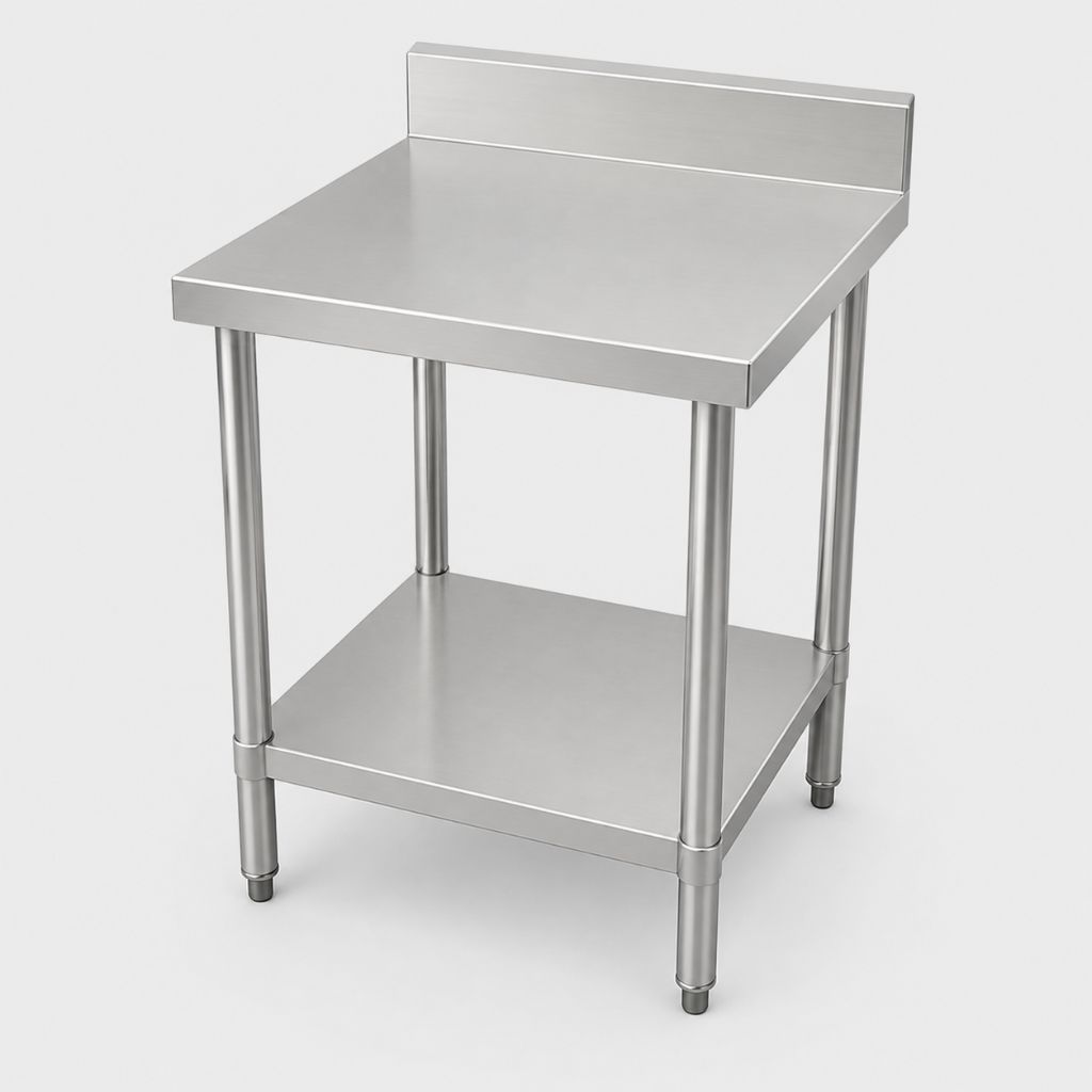 Kitchenknock 600mm Stainless Steel Bench with Splashback 600mm Deep