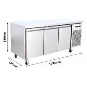 Thermaster GN3100DT Dual-Temp Undercounter Fridge & Freezer 3 Door 314/124 Litre