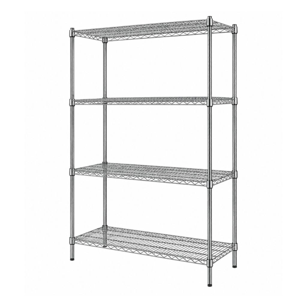 4 Tier Carbon Steel Wire Kitchen Shelf 1219 × 355 × 1828 mm