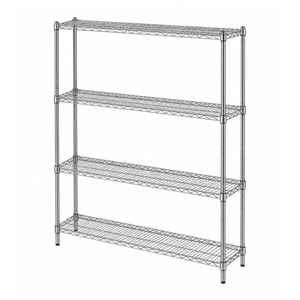 4 Tier Carbon Steel Restaurant Kitchen Shelf 1524 × 355 × 1828 mm